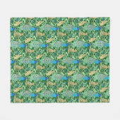 Art Nouveau Peacock Print, Cobalt Blue en Green Fleece Deken (Voorkant (Horizontaal))