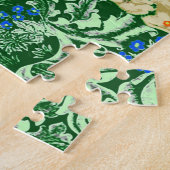 Art Nouveau Peacock Print, Cobalt Blue en Green Legpuzzel (Zijkant)