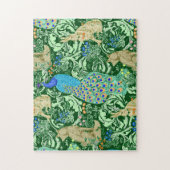 Art Nouveau Peacock Print, Cobalt Blue en Green Legpuzzel (Verticaal)