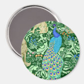 Art Nouveau Peacock Print, Cobalt Blue en Green Magneet (Voorkant / Achterkant)