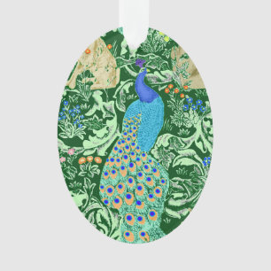 Art Nouveau Peacock Print, Cobalt Blue en Green Ornament