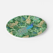 Art Nouveau Peacock Print, Cobalt Blue en Green Papieren Bordje (Gekanteld)
