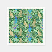 Art Nouveau Peacock Print, Cobalt Blue en Green Servetten (Voorkant)