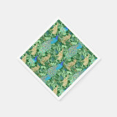 Art Nouveau Peacock Print, Cobalt Blue en Green Servetten (Hoek)
