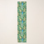 Art Nouveau Peacock Print, Cobalt Blue en Green Sjaal<br><div class="desc">Lange sjaal in een art nouveau-patroon op basis van een  door William Morris geïnspireerd weefsel dat een bosscène met pauwen,  hazen en vossen weergeeft,  digitaal weergegeven in kobaltblauw,  turquoise en neutrale kleuren op een donkergroene bosachtergrond voor het uiterlijk van een traditioneel wandtapijt</div>