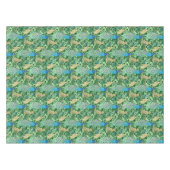 Art Nouveau Peacock Print, Cobalt Blue en Green Tafelkleed (Voorkant (Horizontaal))