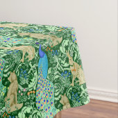 Art Nouveau Peacock Print, Cobalt Blue en Green Tafelkleed (Voorbeeld)