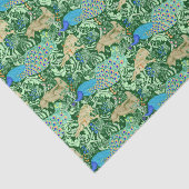 Art Nouveau Peacock Print, Cobalt Blue en Green Tissuepapier (Detail)
