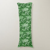 Art Nouveau Peacock Print, Forest Green Lichaamskussen (Voorkant Verticaal)