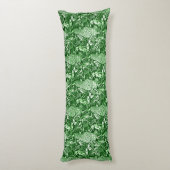 Art Nouveau Peacock Print, Forest Green Lichaamskussen (Achterkant (Verticaal))