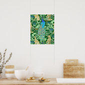 Art Nouveau Peacock Print, Forest Green Poster (Keuken)