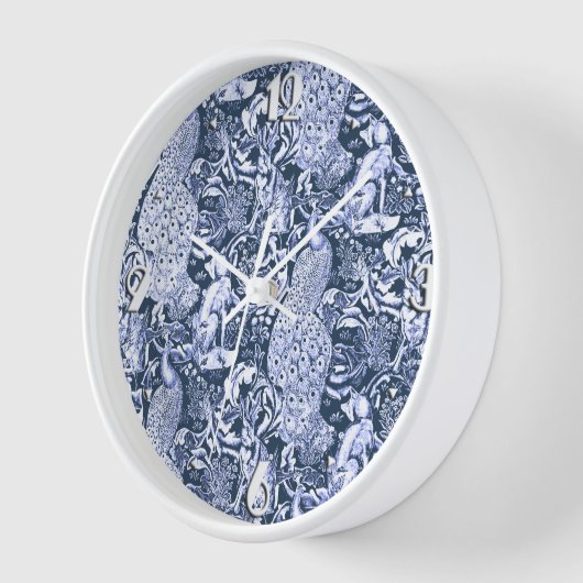 Art Nouveau Peacock Print, Navy and White (Hoek)