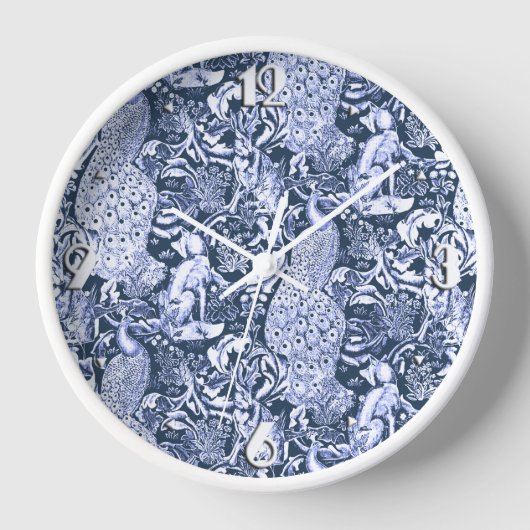 Art Nouveau Peacock Print, Navy and White (Voorkant)