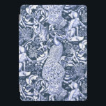 Art Nouveau Peacock Print, Navy and White iPad Pro Cover<br><div class="desc">Kunst Nieuw-veau patroon gebaseerd op een  wandtapijt van William Morris geïnspireerd weefsel waarin een bosgebied met pauzes,  hazen en vossen wordt afgebeeld</div>