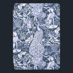 Art Nouveau Peacock Print, Navy and White iPad Pro Cover<br><div class="desc">Kunst Nieuw-veau patroon gebaseerd op een  wandtapijt van William Morris geïnspireerd weefsel waarin een bosgebied met pauzes,  hazen en vossen wordt afgebeeld</div>