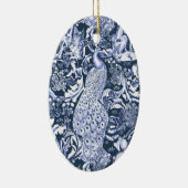 Art Nouveau Peacock Print, Navy and White Keramisch Ornament (Rechts)