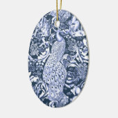 Art Nouveau Peacock Print, Navy and White Keramisch Ornament (Links)