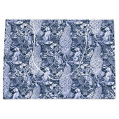 Art Nouveau Peacock Print, Navy and White Large Cadeautasje (Voorkant)