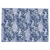 Art Nouveau Peacock Print, Navy and White Large Cadeautasje (Achterkant)