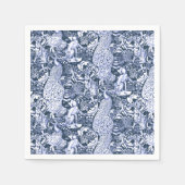 Art Nouveau Peacock Print, Navy and White Servetten (Voorkant)