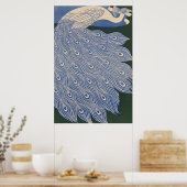  Art Nouveau Peacock Print, Retro Blue Poster (Keuken)