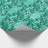 Art Nouveau Peacock Print, Turquoise en Aqua Cadeaupapier (Hoek)