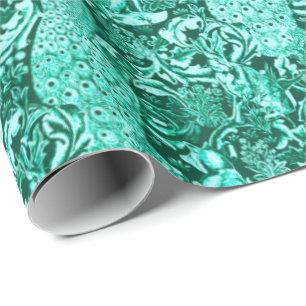 Art Nouveau Peacock Print, Turquoise en Aqua Cadeaupapier