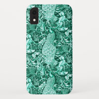 Art Nouveau Peacock Print, Turquoise en Aqua