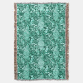 Art Nouveau Peacock Print, Turquoise en Aqua Deken (Voorkant Verticaal)