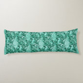 Art Nouveau Peacock Print, Turquoise en Aqua Lichaamskussen (Achterkant)