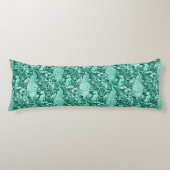 Art Nouveau Peacock Print, Turquoise en Aqua Lichaamskussen (Voorkant)