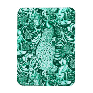 Art Nouveau Peacock Print, Turquoise en Aqua Magneet