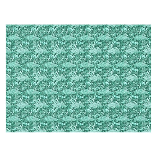 Art Nouveau Peacock Print, Turquoise en Aqua Tafelkleed (Voorkant (Horizontaal))