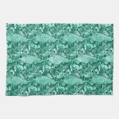 Art Nouveau Peacock Print, Turquoise en Aqua Theedoek (Horizontaal)