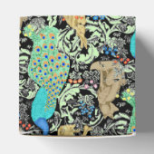 Art Nouveau Peacock Print, Turquoise & Neutrals Bedankdoosjes (Bovenkant)