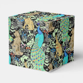 Art Nouveau Peacock Print, Turquoise & Neutrals Bedankdoosjes (Achterkant)