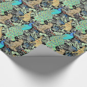 Art Nouveau Peacock Print, Turquoise & Neutrals Cadeaupapier (Hoek)