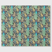 Art Nouveau Peacock Print, Turquoise & Neutrals Cadeaupapier (Vlak)