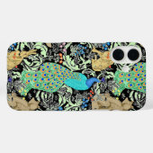 Art Nouveau Peacock Print, Turquoise & Neutrals Case-Mate iPhone Case (Achterkant (horizontaal))