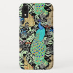 Art Nouveau Peacock Print, Turquoise & Neutrals Case-Mate iPhone Case<br><div class="desc">Kunst Nieuw-veau patroon gebaseerd op een  wandtapijt van William Morris geïnspireerd weefsel dat een bosgebied weergeeft met pauzes,  hazen en vossen,  digitaal gemaakt in turquoise,  greens,  browns en een zwarte achtergrond voor de blik van een traditionele tapestry</div>