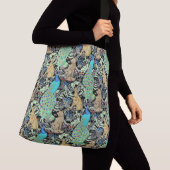 Art Nouveau Peacock Print, Turquoise & Neutrals Crossbody Tas (Dichtbij)