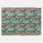 Art Nouveau Peacock Print, Turquoise & Neutrals Deken (Voorkant)