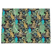 Art Nouveau Peacock Print, Turquoise & Neutrals Groot Cadeauzakje (Voorkant)