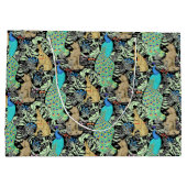 Art Nouveau Peacock Print, Turquoise & Neutrals Groot Cadeauzakje (Achterkant)