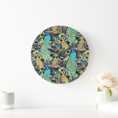 Art Nouveau Peacock Print, Turquoise & Neutrals Grote Klok (Huis)
