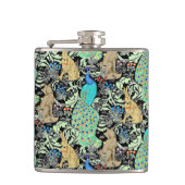 Art Nouveau Peacock Print, Turquoise & Neutrals Heupfles (Voorkant)