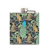 Art Nouveau Peacock Print, Turquoise & Neutrals Heupfles (Achterkant)