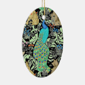 Art Nouveau Peacock Print, Turquoise & Neutrals Keramisch Ornament (Rechts)