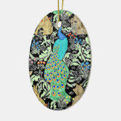 Art Nouveau Peacock Print, Turquoise & Neutrals Keramisch Ornament (Links)