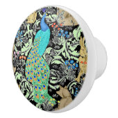 Art Nouveau Peacock Print, Turquoise & Neutrals Keramische Knop (Rechts)